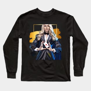 Lady Magician doing card trick Long Sleeve T-Shirt